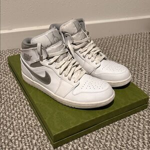 Nike Air Jordan White and Gray High-Top Sneakers